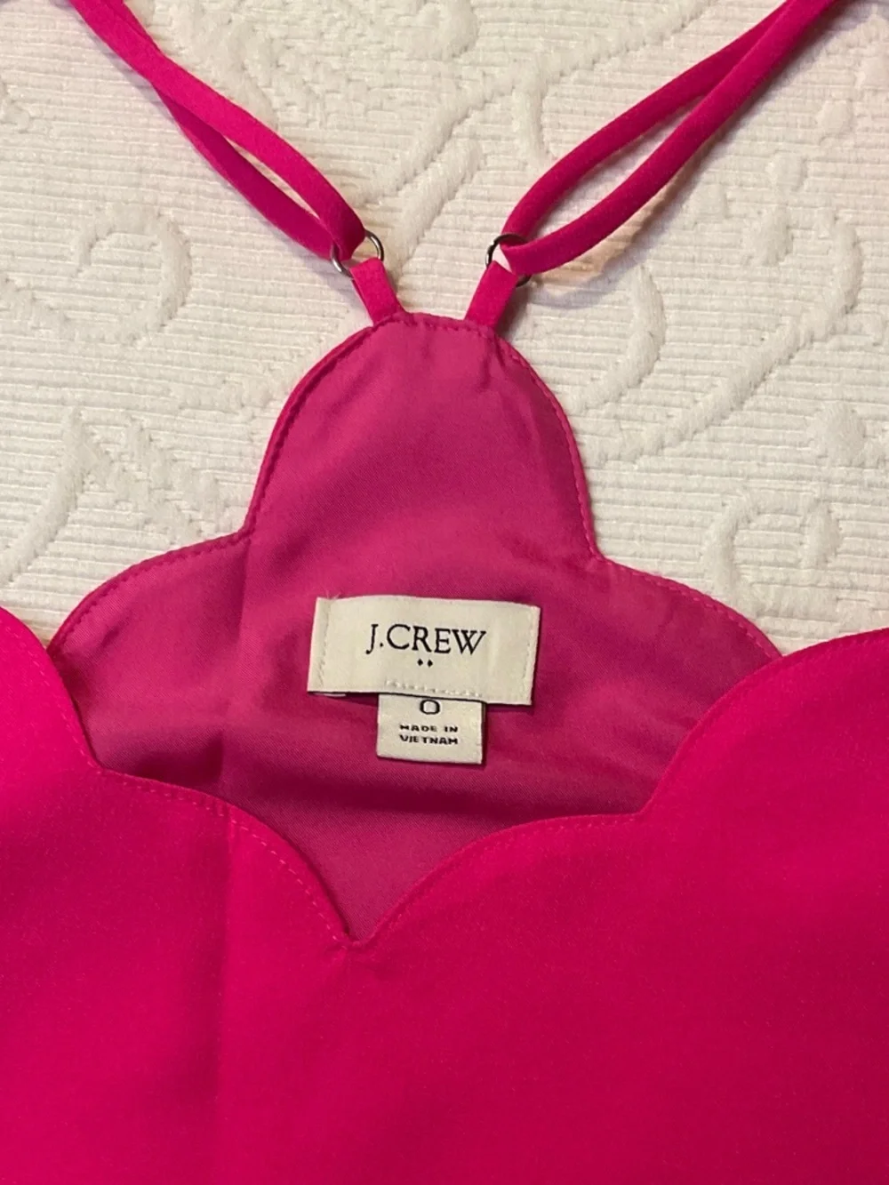 J. Crew Scalloped Halter Top in Fuchsia Pink. Size 0. Summer Vacation NWOT